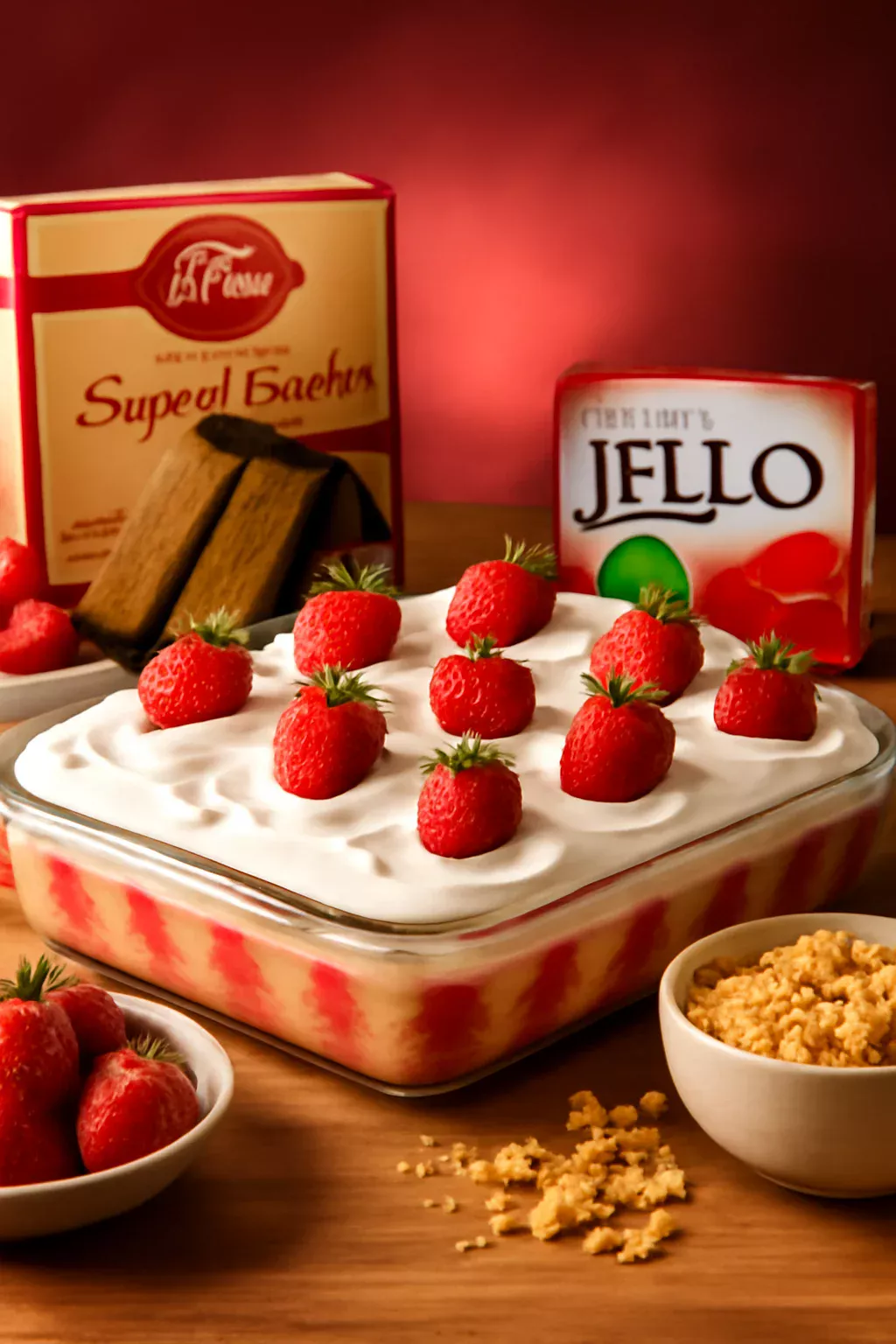 STRAWBERRY SHORTCAKE POKE CAKE