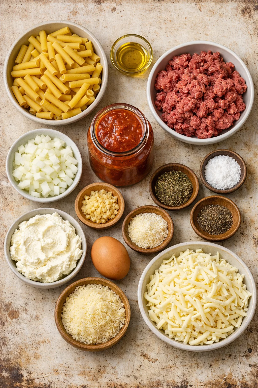 Baked Ziti with Ground Beef & Ricotta