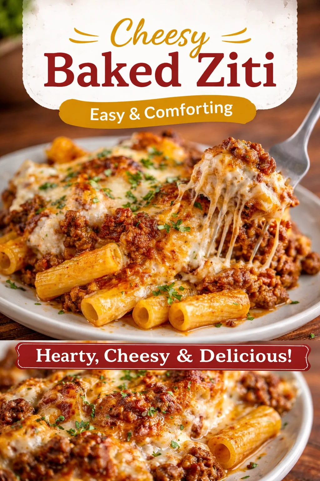 Baked Ziti with Ground Beef & Ricotta