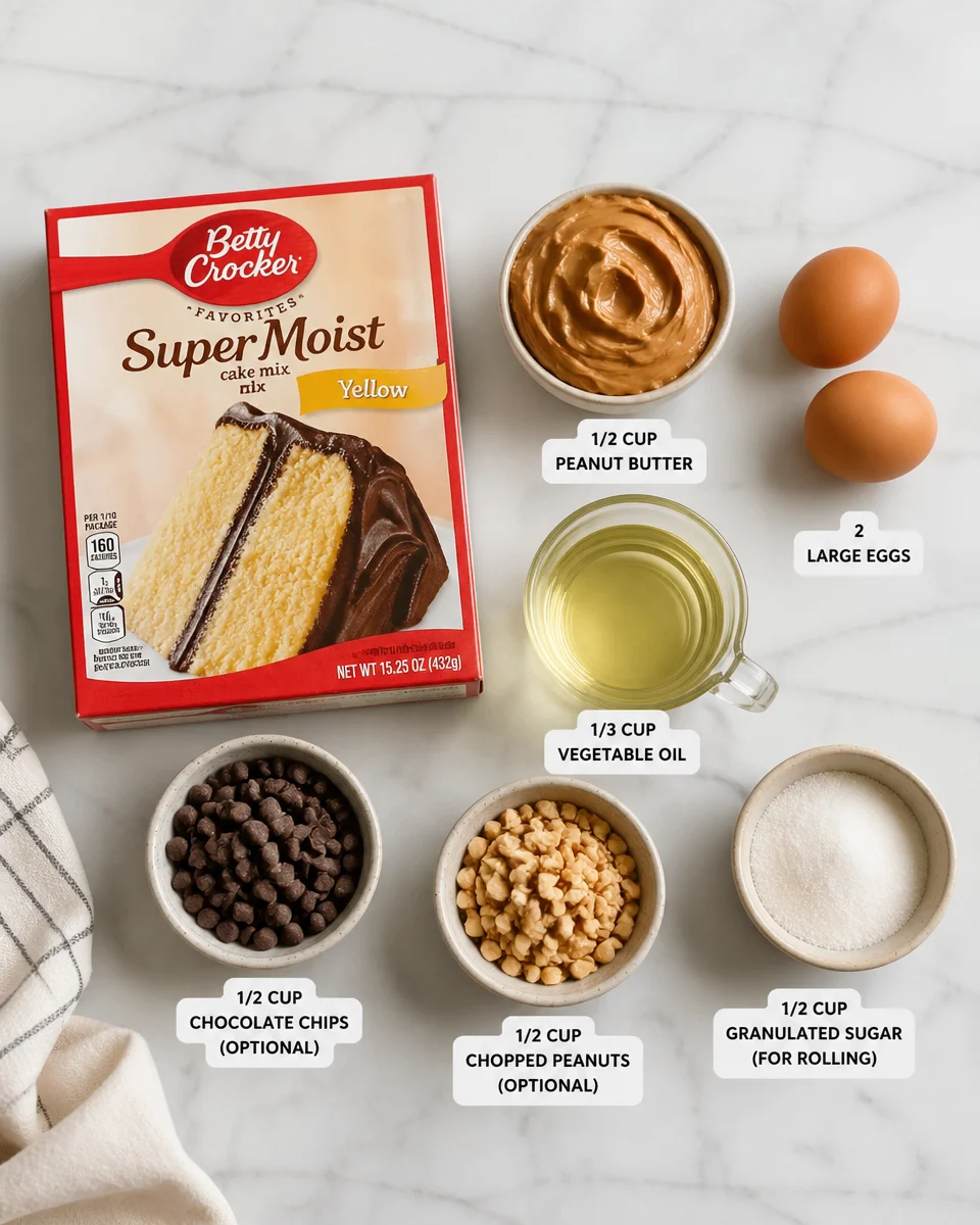 CAKE MIX PEANUT BUTTER COOKIES