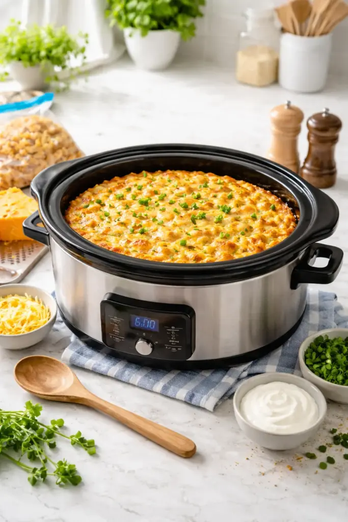 Crockpot Cracker Barrel Cheesy Hash Brown Casserole