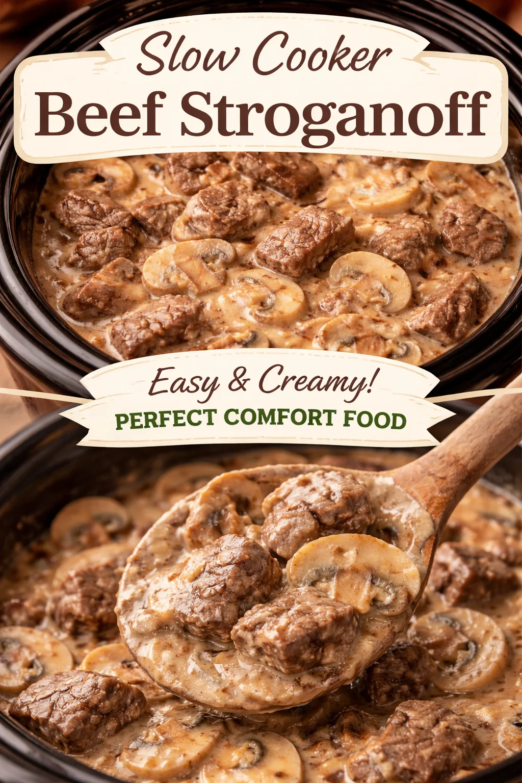 Easy Slow Cooker Beef Stroganoff