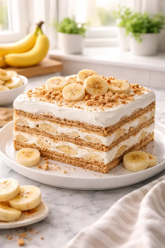 No Bake Graham Cracker Banana Icebox Cake