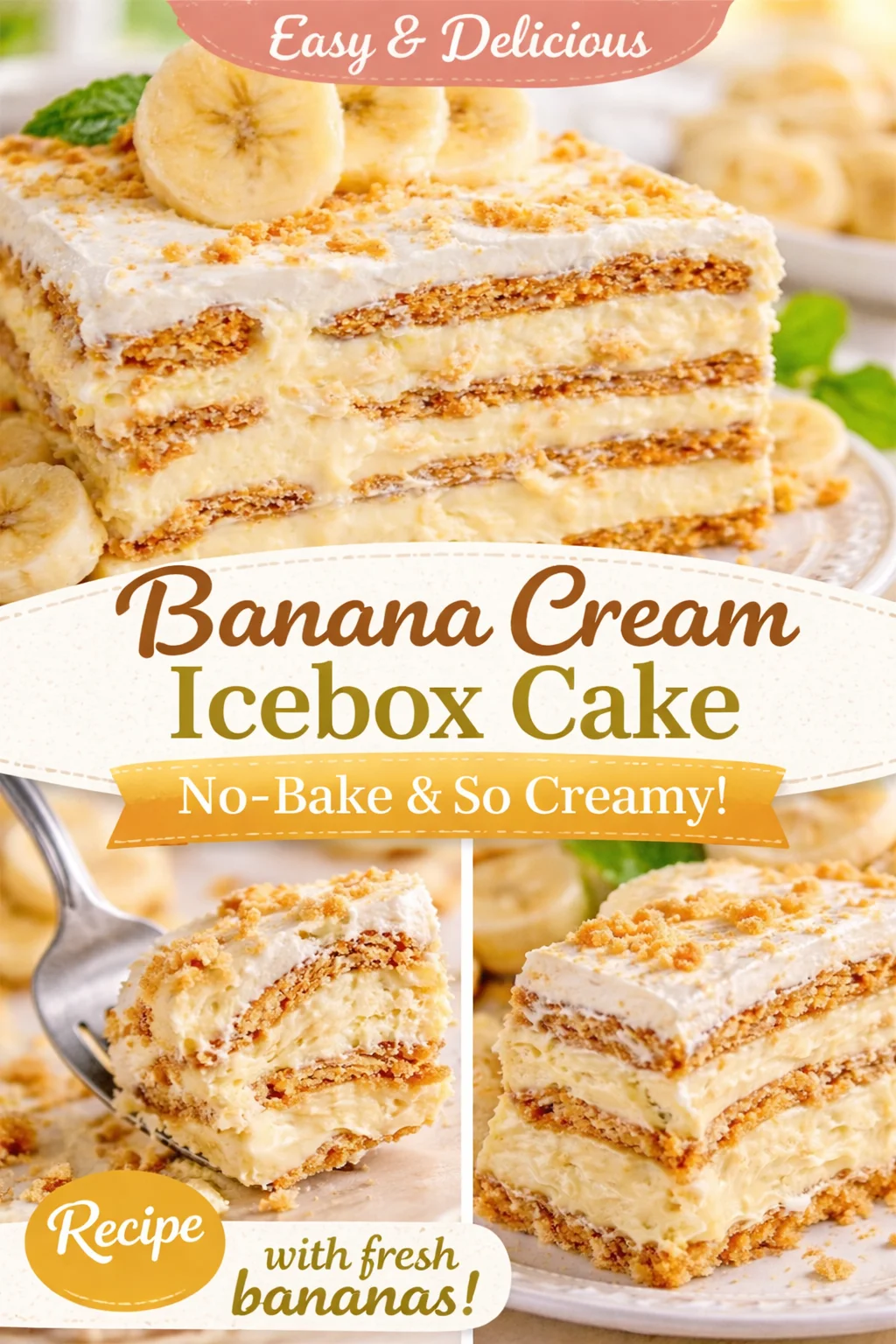 No Bake Graham Cracker Banana Icebox Cake