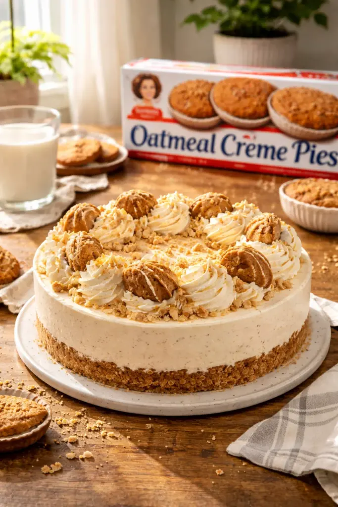 No Bake Oatmeal Creme Pie Cheesecake