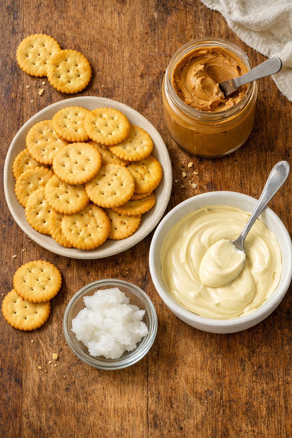 Peanut Butter Ritz Crackers Dipped in White Chocolate