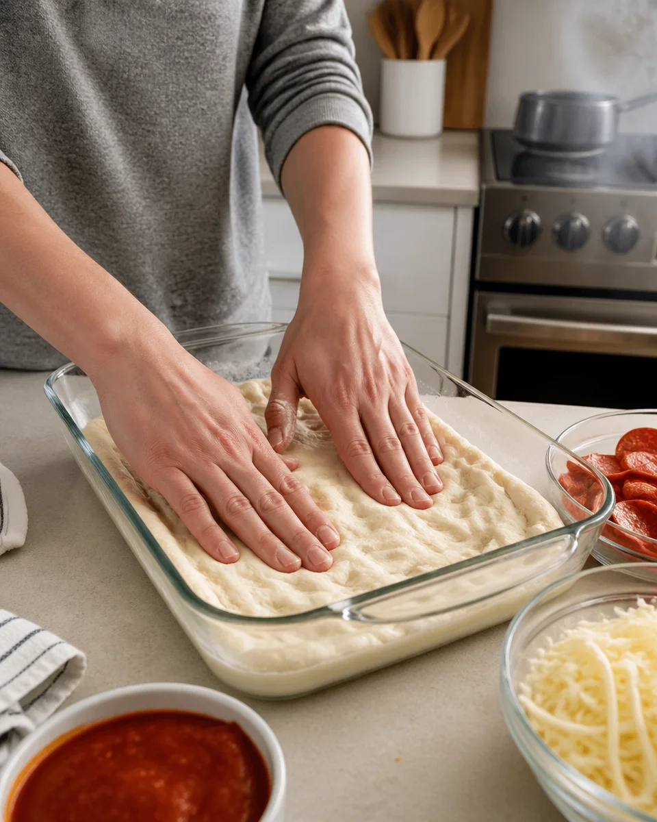 Pepperoni Pizza Monkey Bread Casserole
