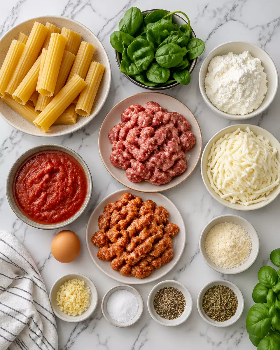 Sausage Manicotti with Spinach