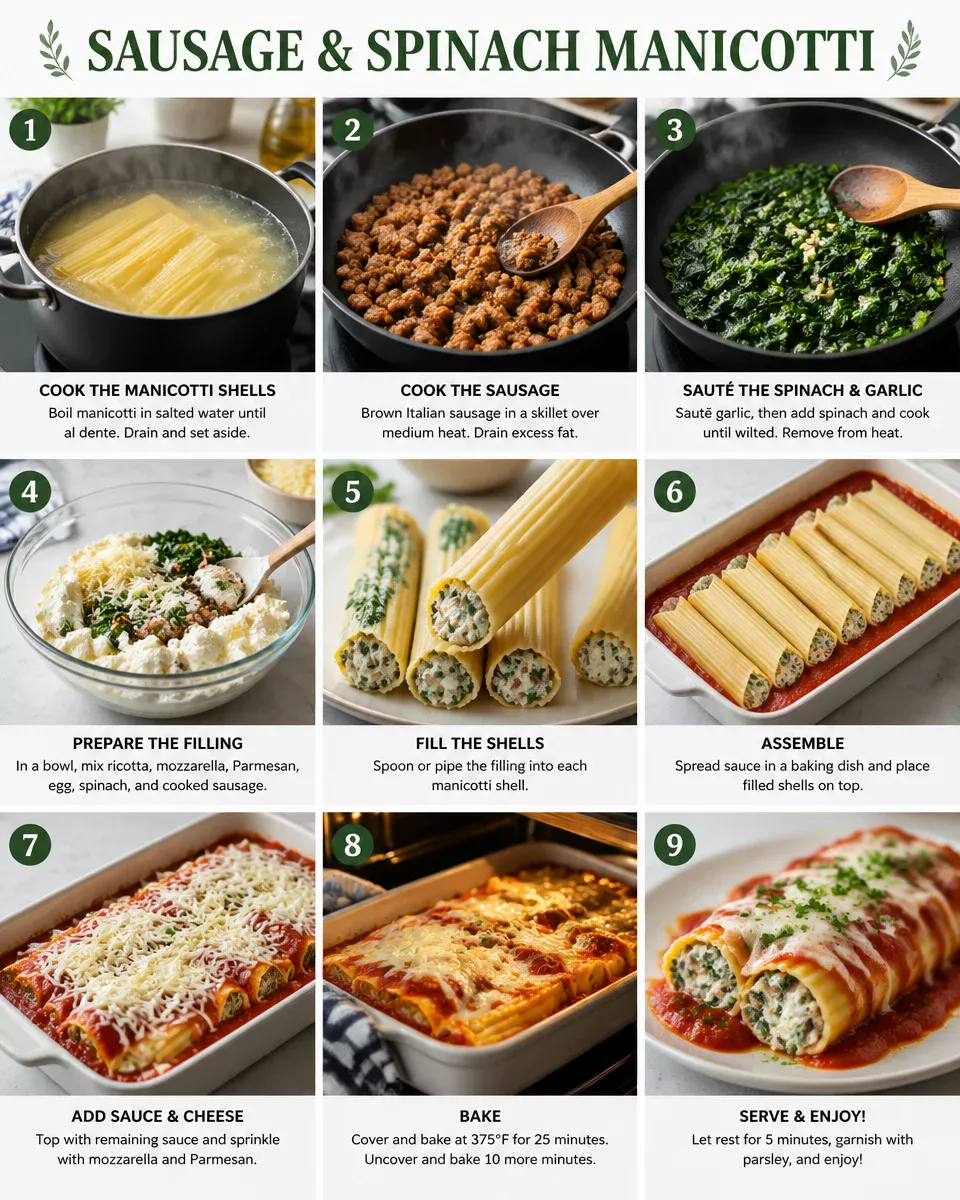 Sausage Manicotti with Spinach