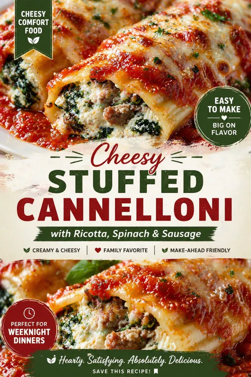 Sausage Manicotti with Spinach