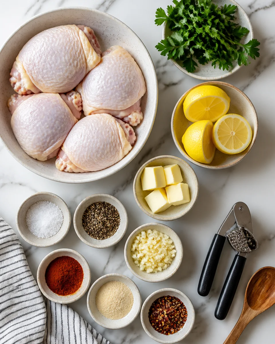 Air Fryer Chicken Thighs with Garlic Butter