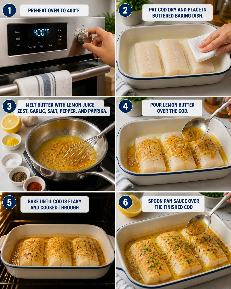 Baked Cod with Lemon Butter