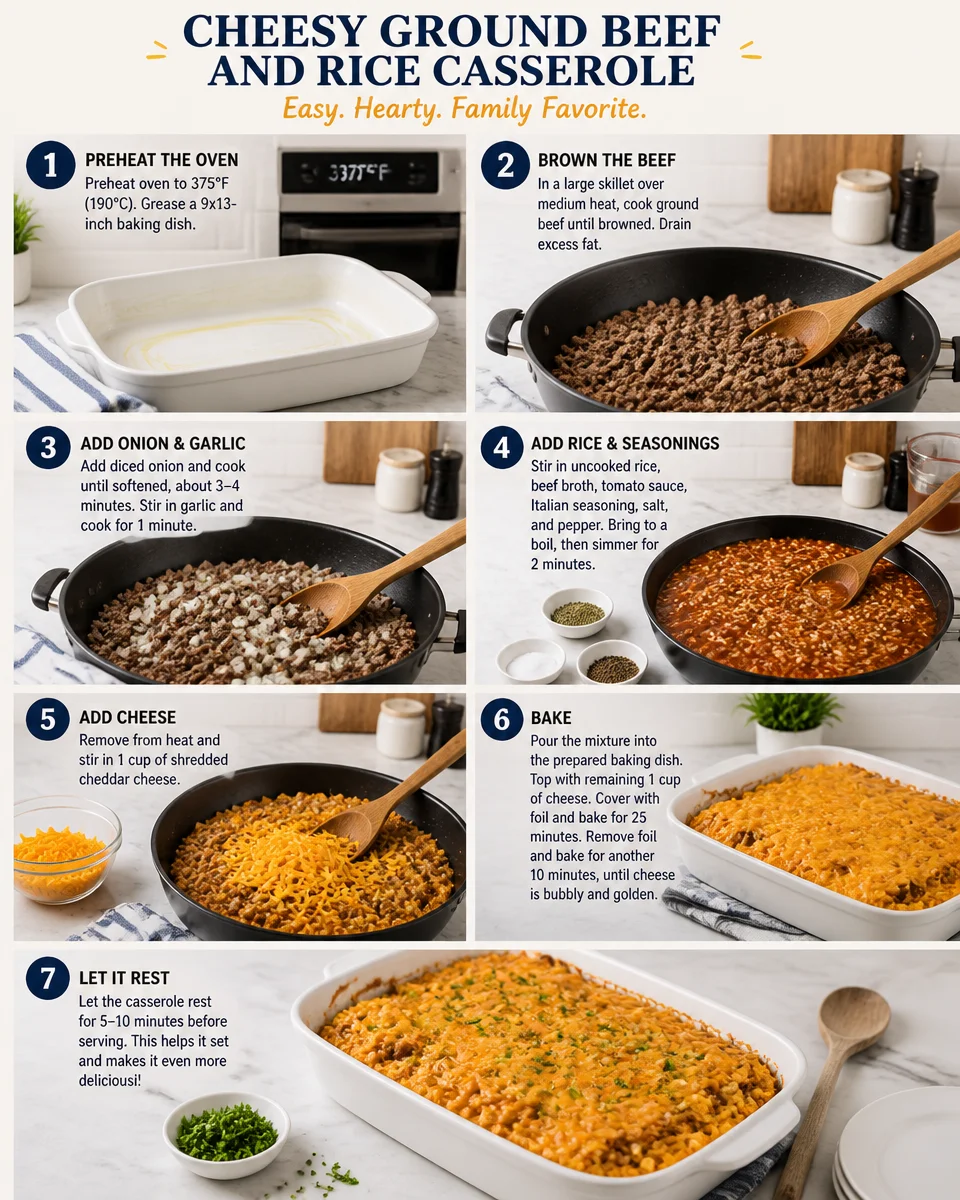 Cheesy Ground Beef and Rice Casserole