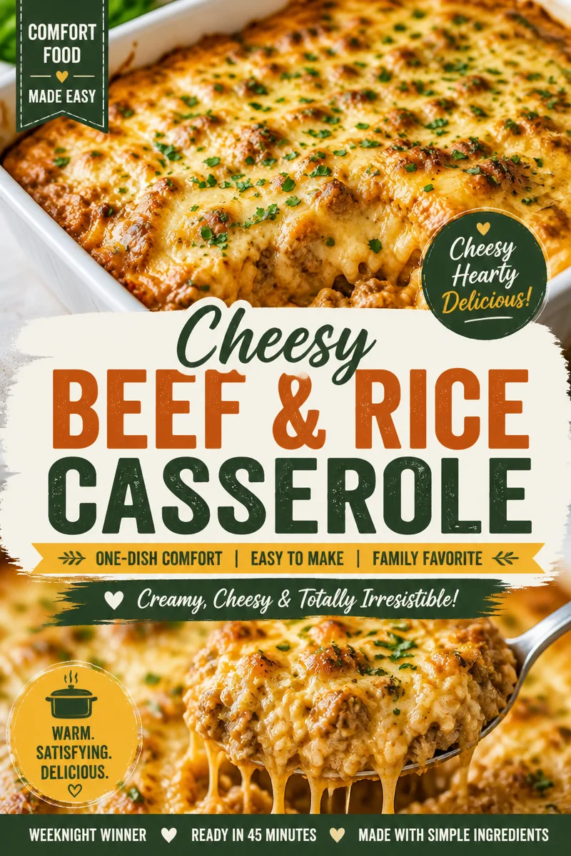 Cheesy Ground Beef and Rice Casserole
