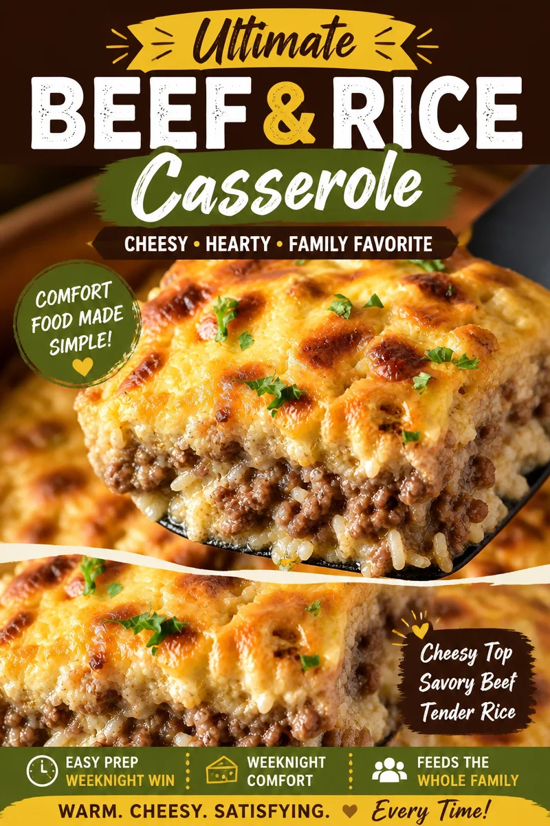 Cheesy Ground Beef and Rice Casserole