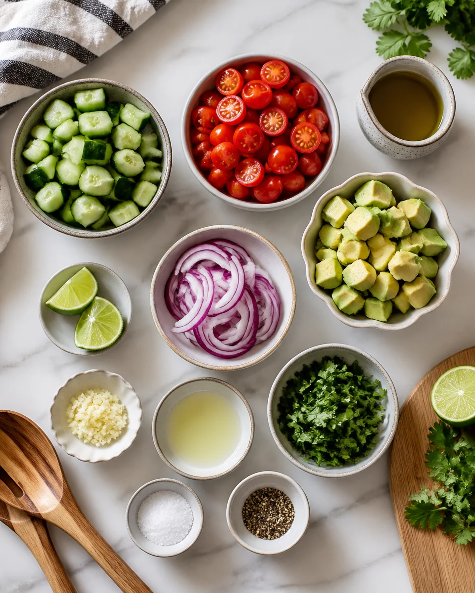 Cucumber Tomato Avocado Salad