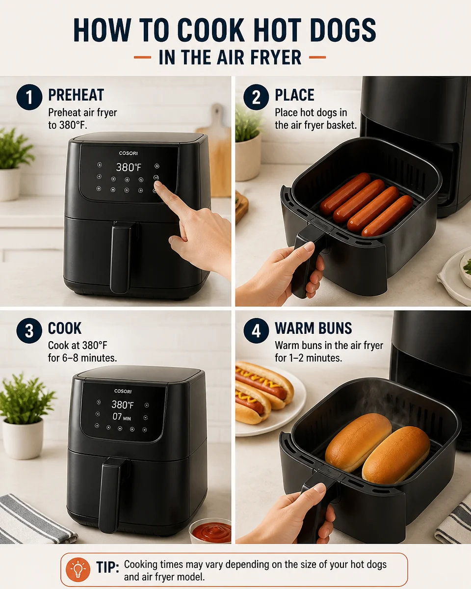 Easy Air Fryer Hot Dogs