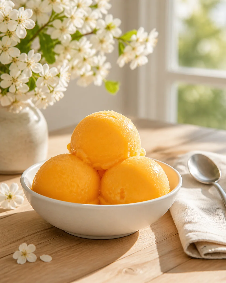 Frozen Peach Sorbet 3 Ingredients