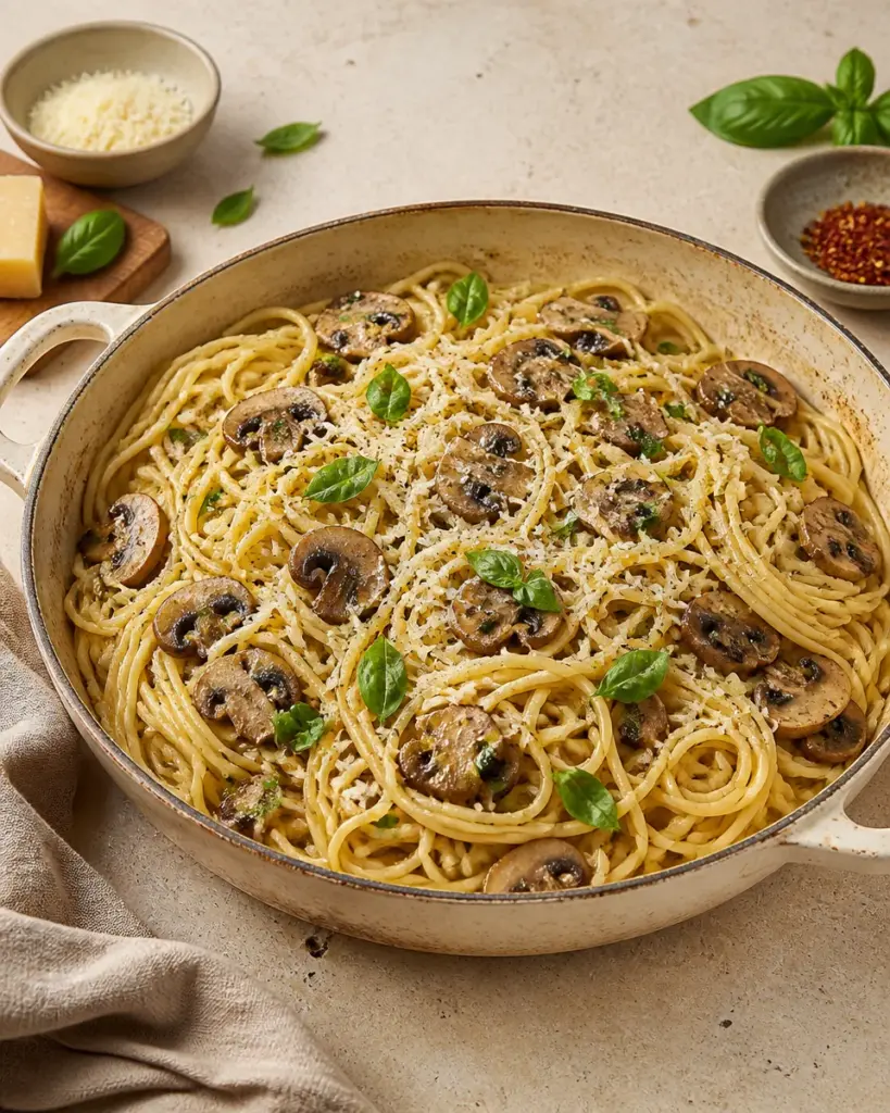 Easy Garlic Butter Mushroom Pasta