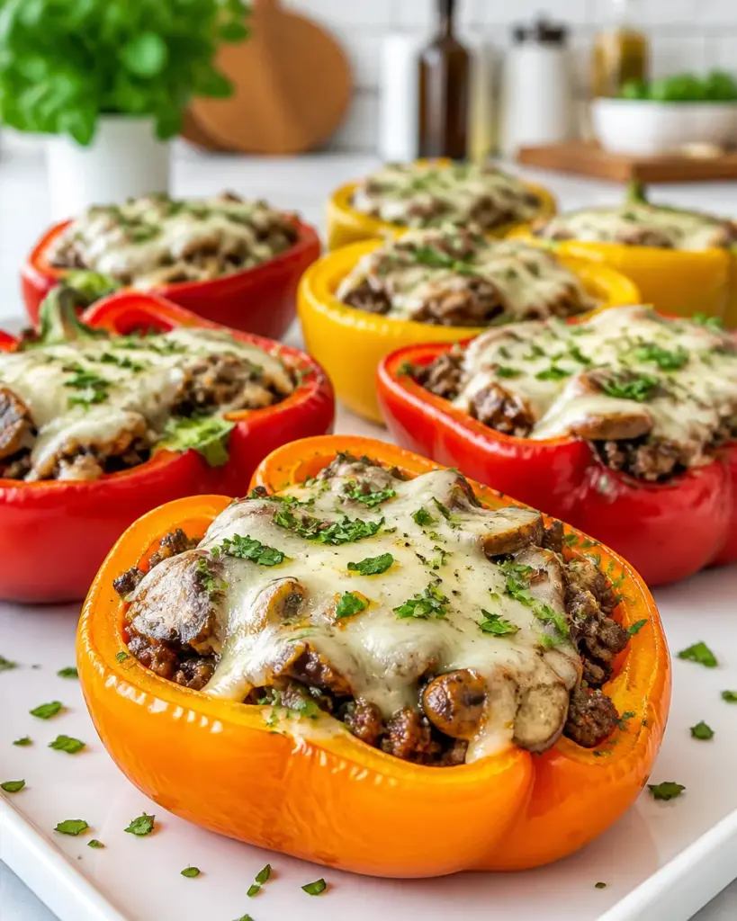Keto Philly Cheesesteak Stuffed Peppers