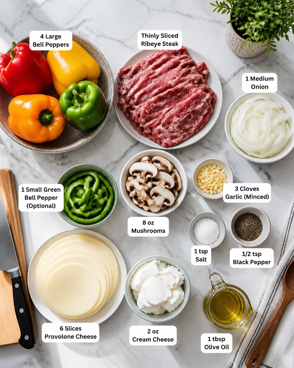 Keto Philly Cheesesteak Stuffed Peppers