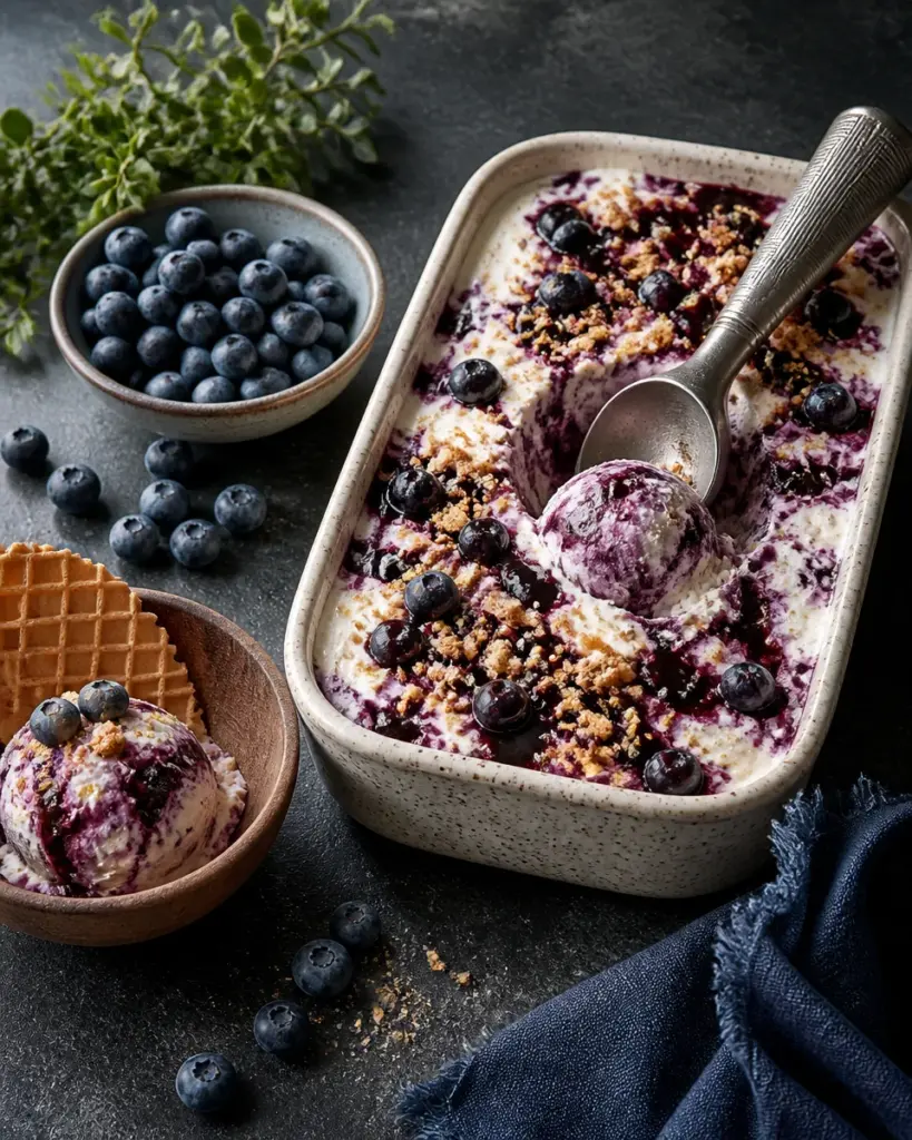 No Churn Blueberry Cheesecake Ice Cream