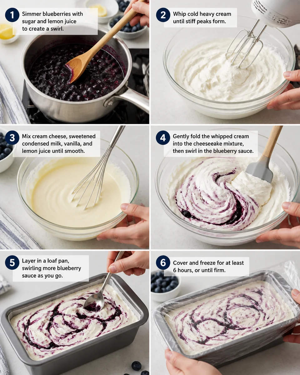 No Churn Blueberry Cheesecake Ice Cream