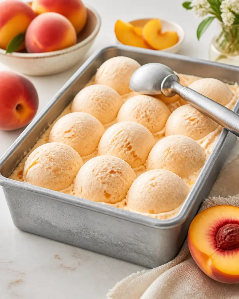 No Churn Peach Ice Cream