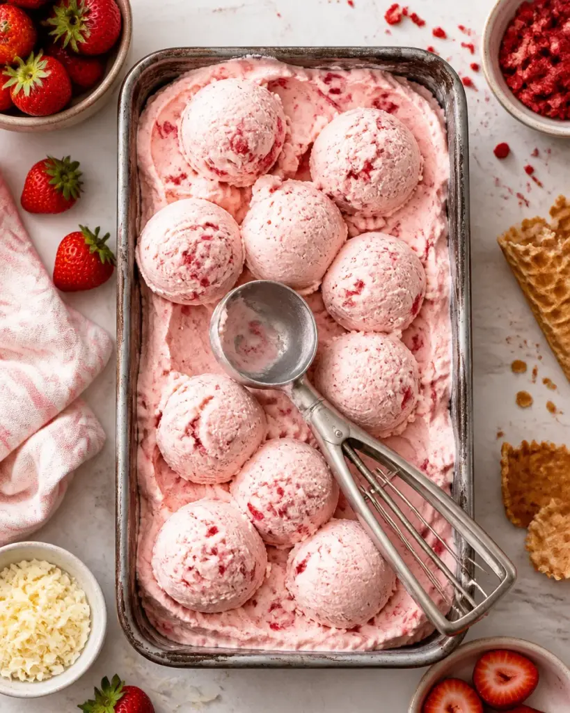 No Churn Strawberry Ice Cream