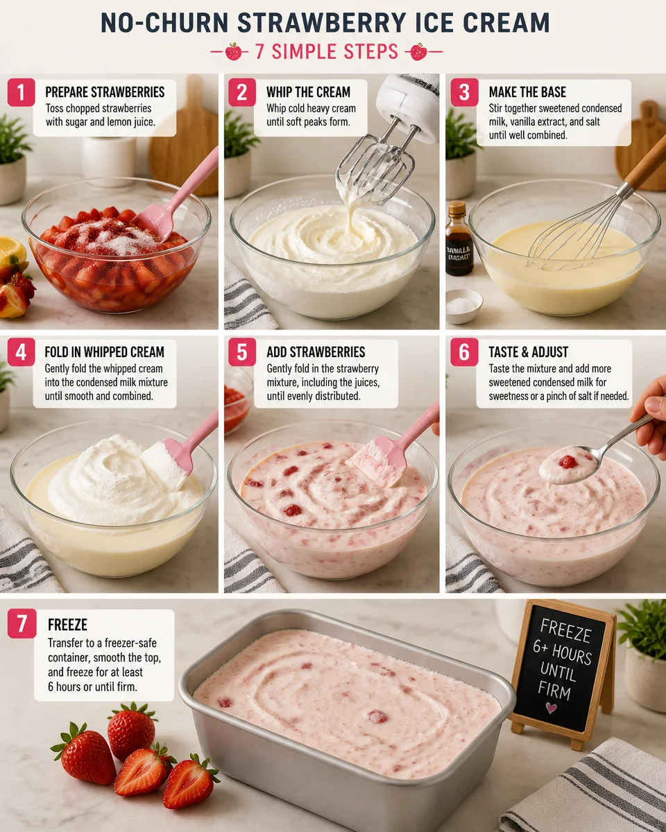 No Churn Strawberry Ice Cream