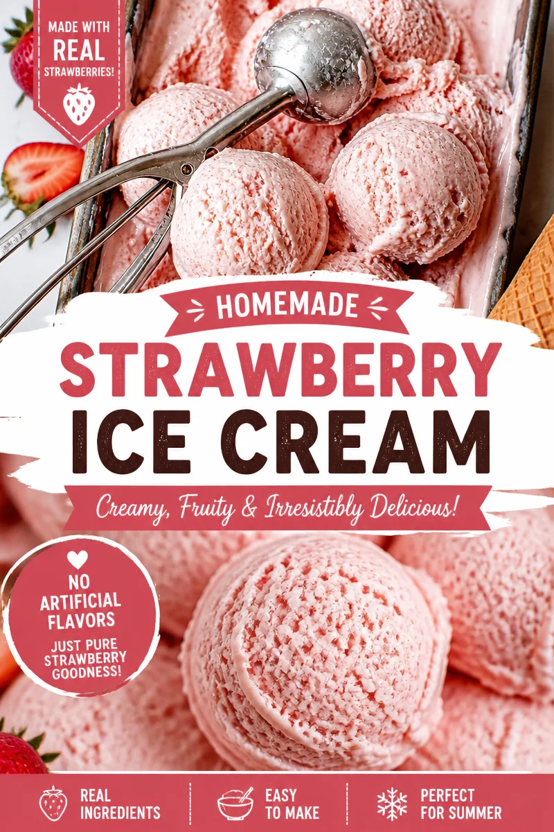 No Churn Strawberry Ice Cream