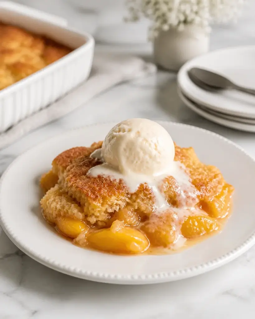 Peach Dump Cake 3 Ingredients