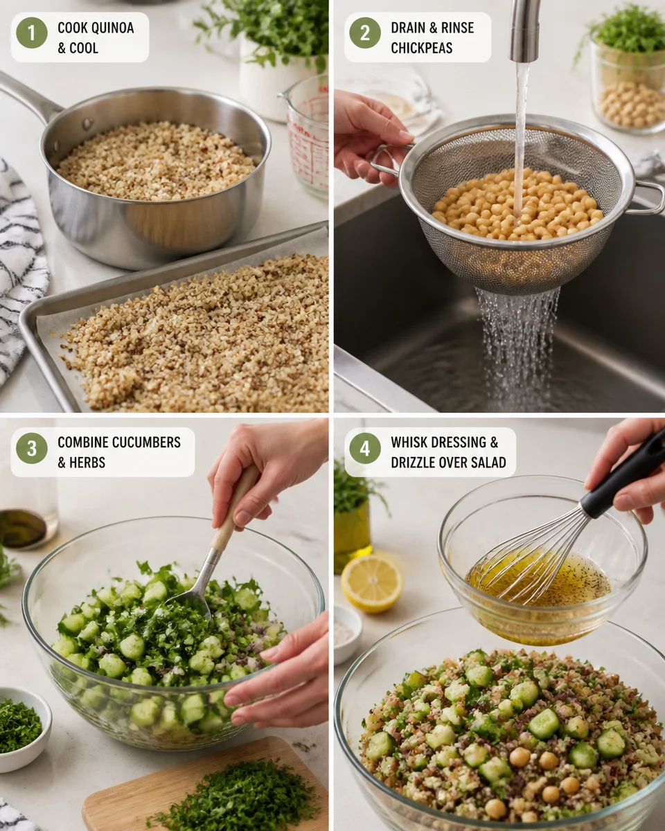 Quinoa Salad with Chickpeas and Cucumber