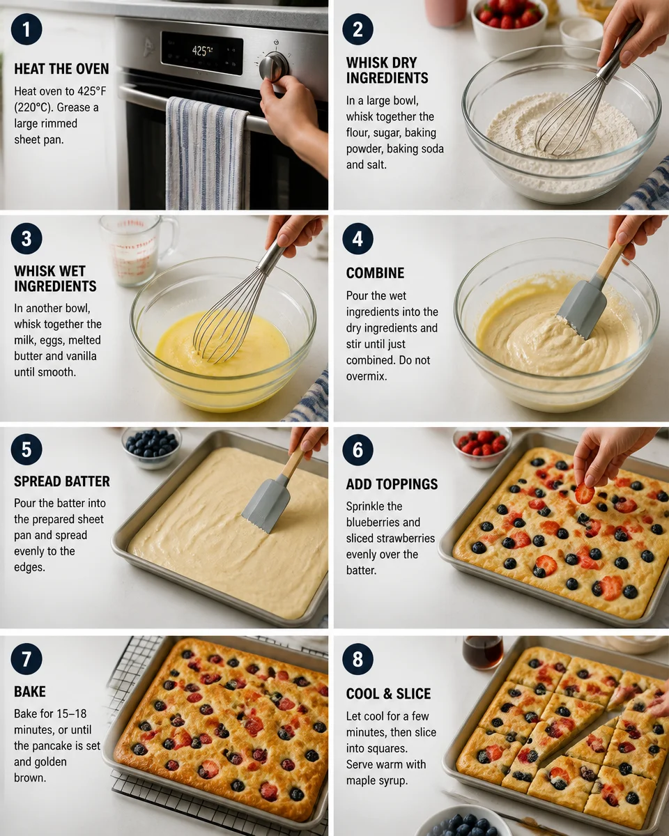 Sheet Pan Pancakes with Berries