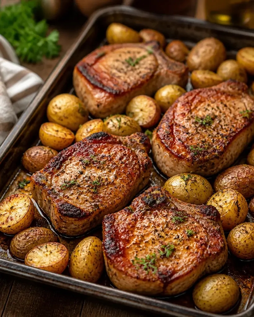 Sheet Pan Pork Chops and Potatoes