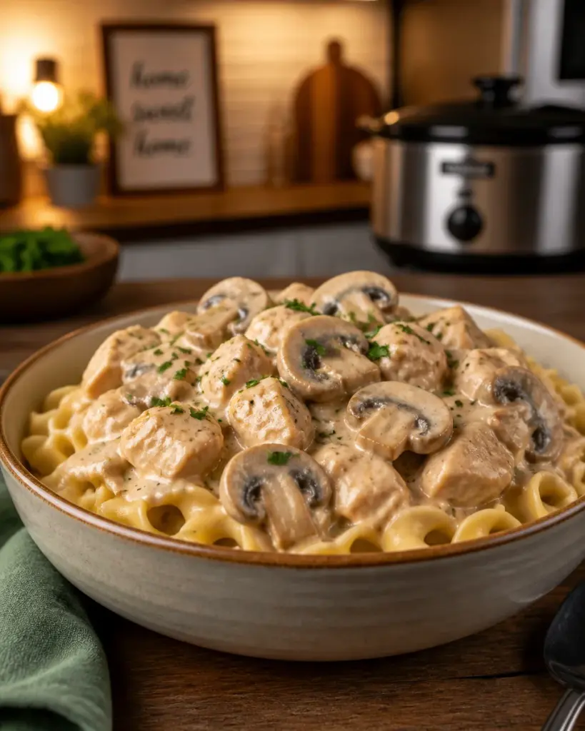 Slow Cooker Chicken Stroganoff