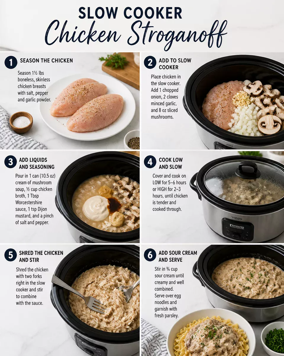 Slow Cooker Chicken Stroganoff