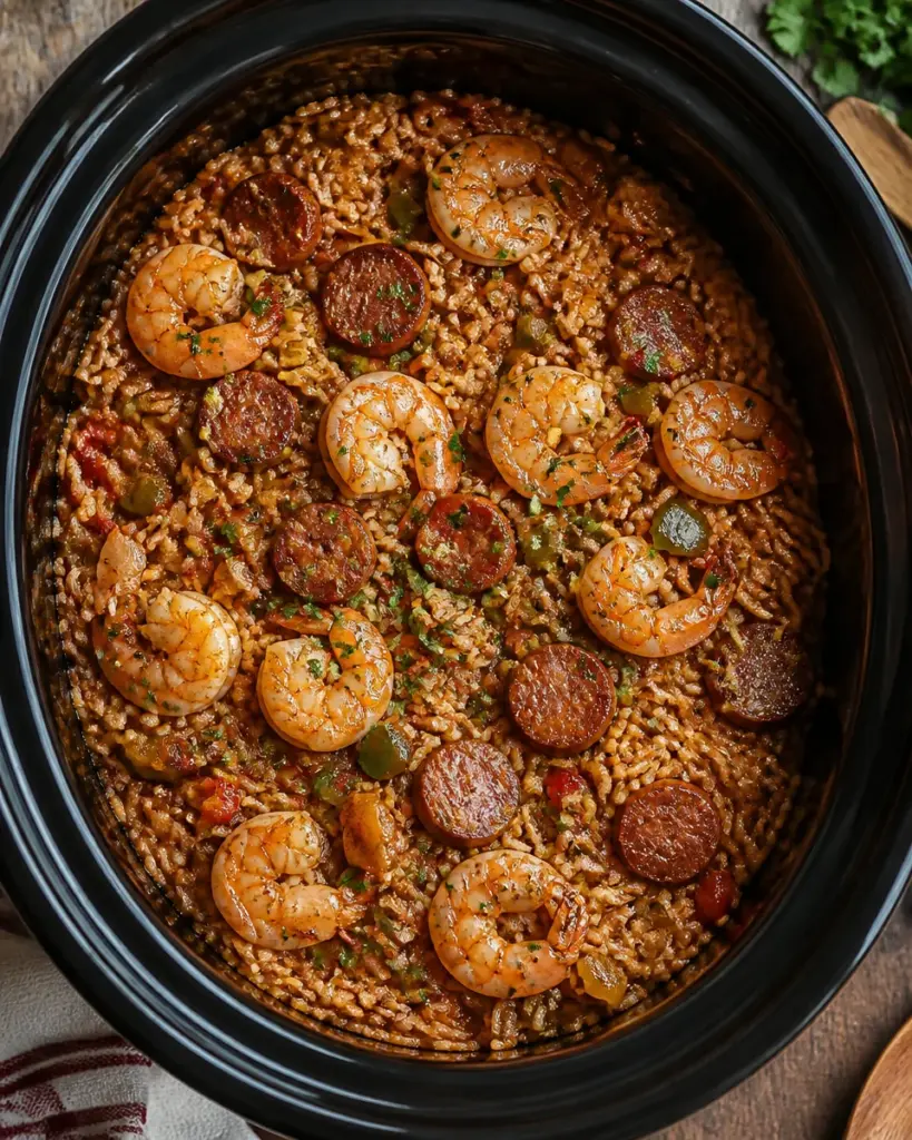 Slow Cooker Jambalaya with Shrimp and Sausage