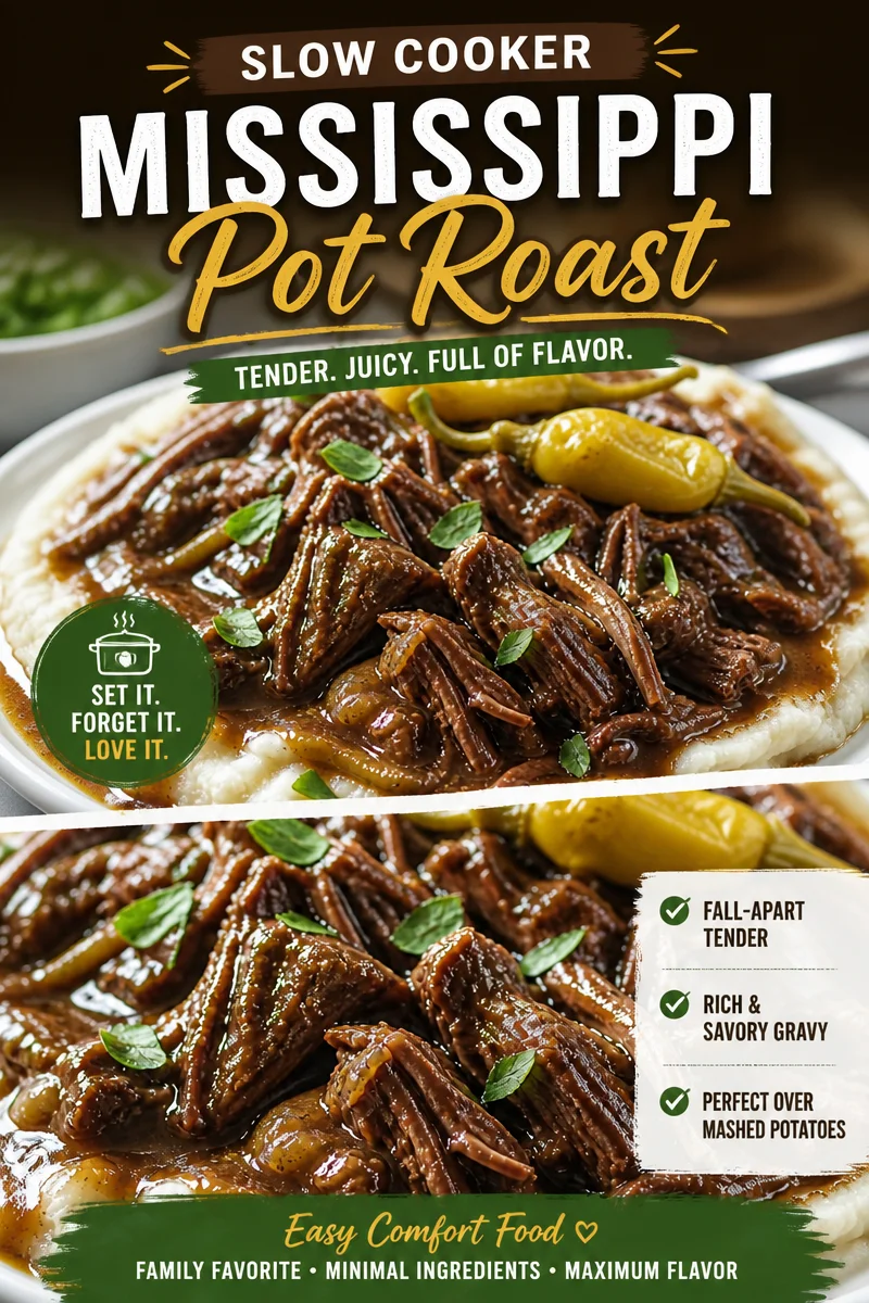 Slow Cooker Mississippi Pot Roast