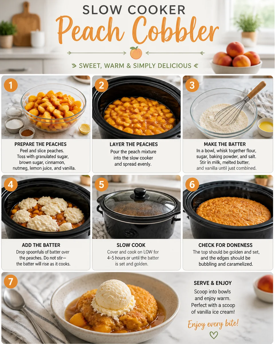 Slow Cooker Peach Cobbler