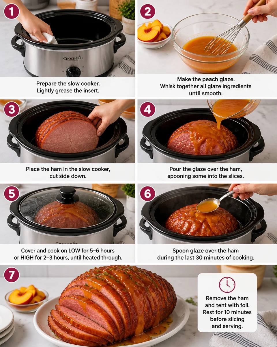 Slow Cooker Peach Glazed Ham