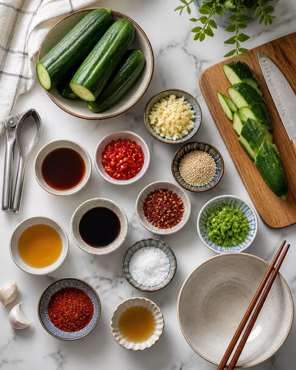 Spicy Cucumber Salad with Garlic and Vinegar