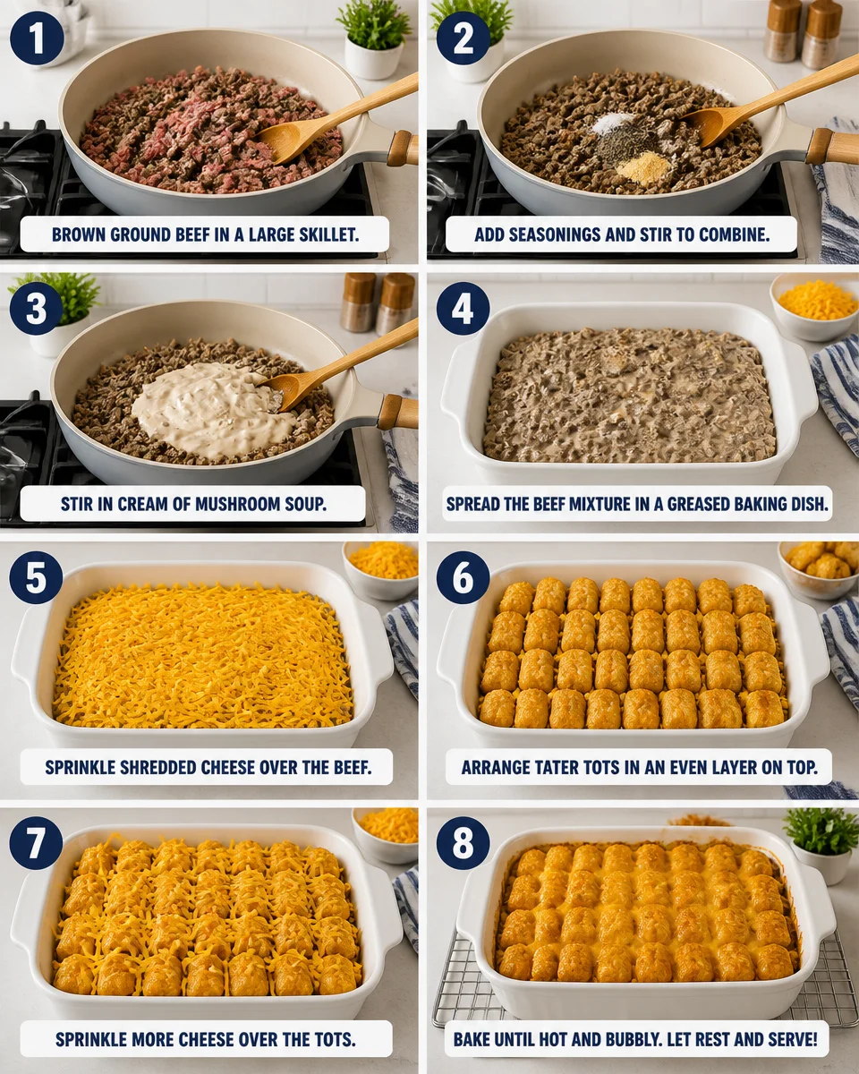 Tater Tot Casserole with Ground Beef