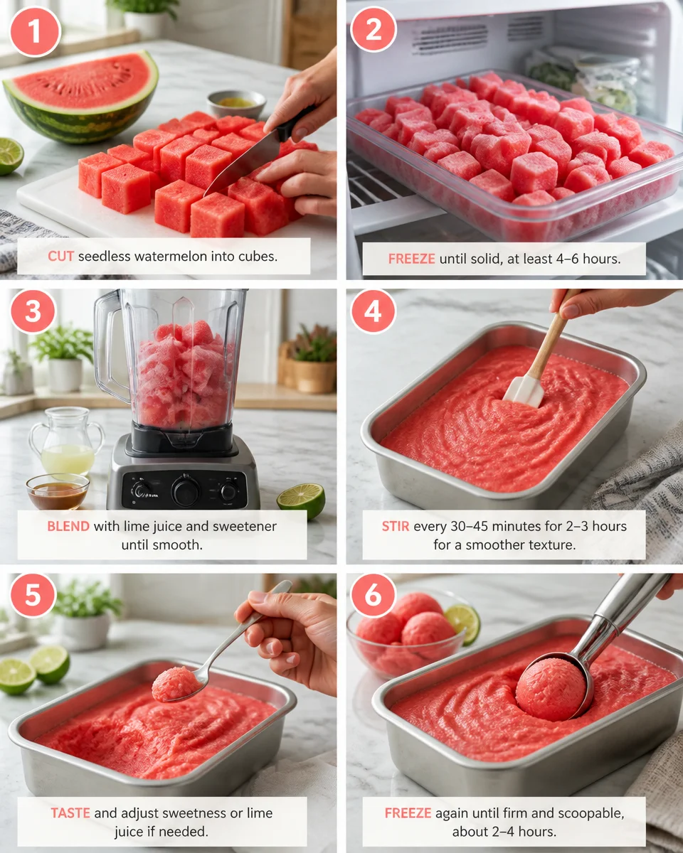 Watermelon Sorbet without Ice Cream Maker