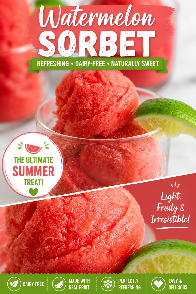 Watermelon Sorbet without Ice Cream Maker