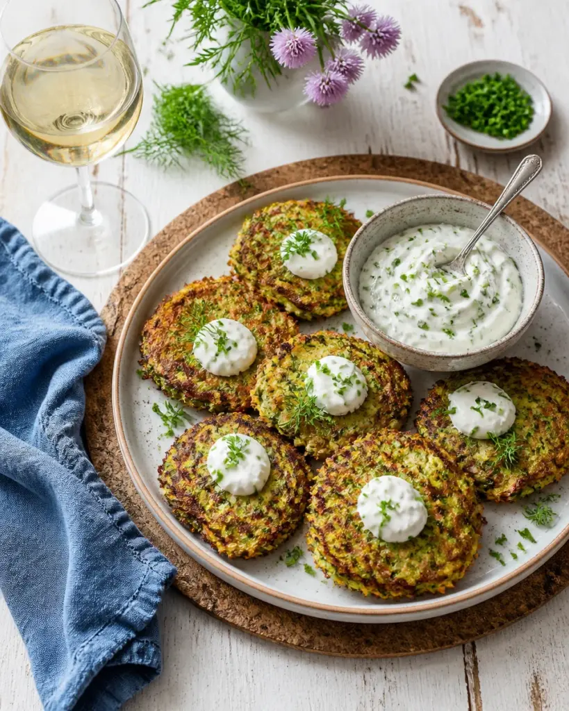 Zucchini Fritters with Sour Cream