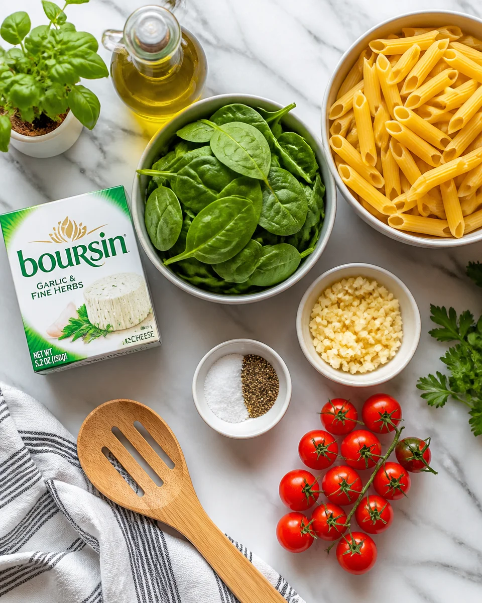 Boursin Pasta with Spinach