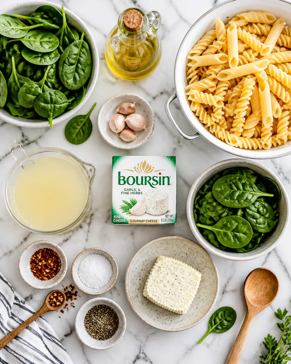 Boursin Pasta with Spinach