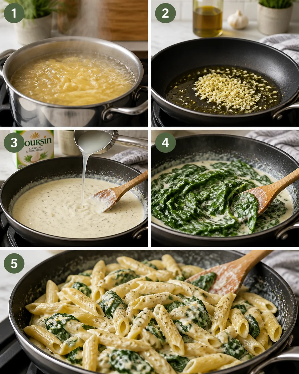 Boursin Pasta with Spinach