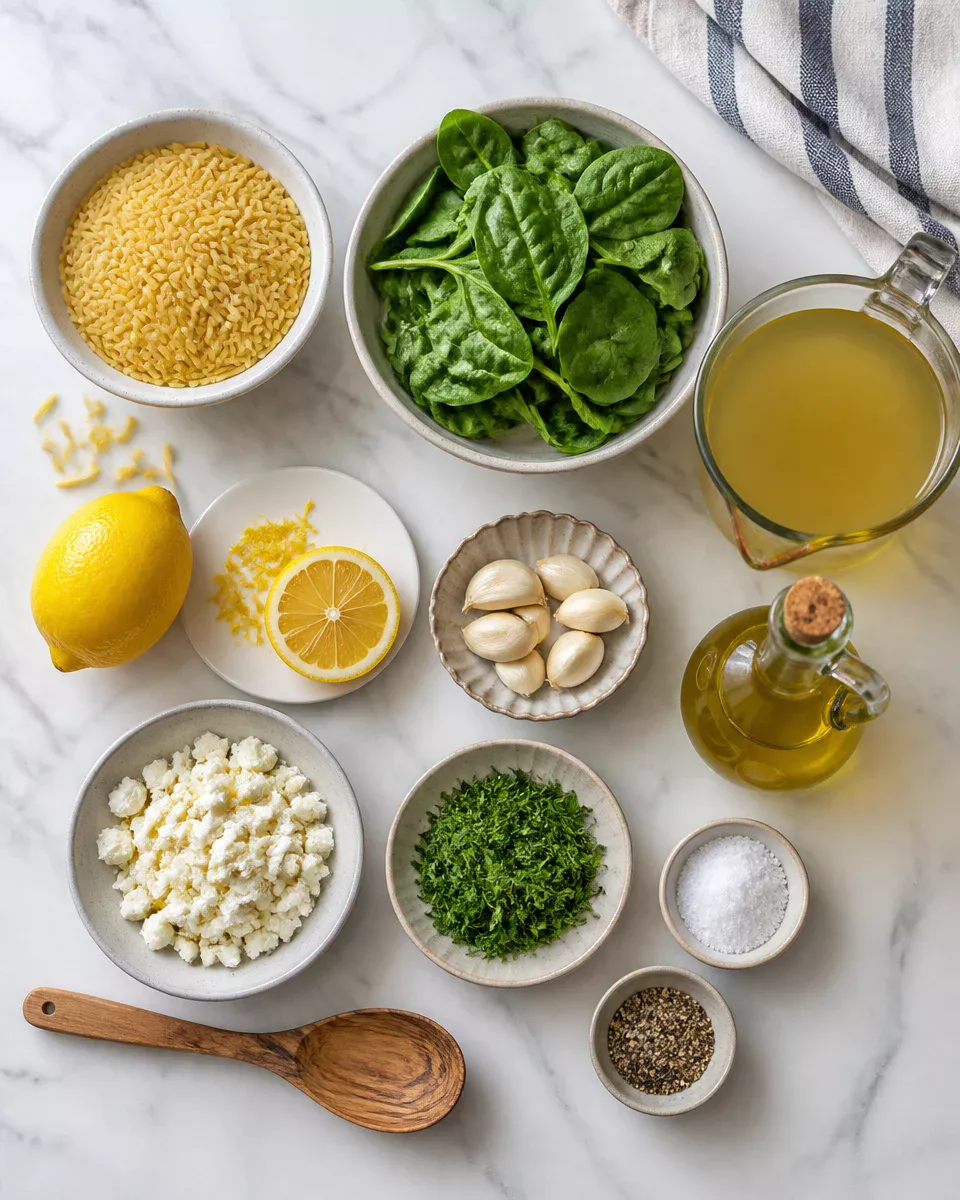 Greek Lemon Orzo with Spinach